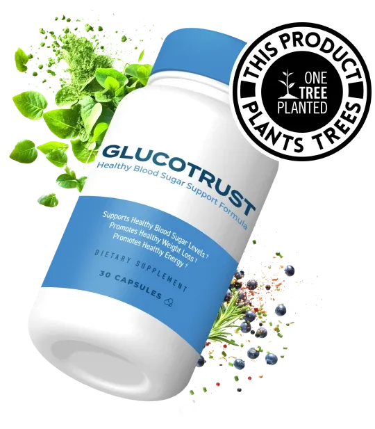 A single bottle of GlucoTrust dietary supplement for 30-day blood sugar management.