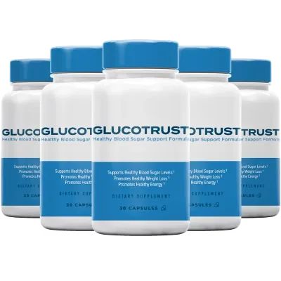 Six-bottle bulk supply of GlucoTrust for 180 days with the highest discount and free shipping.